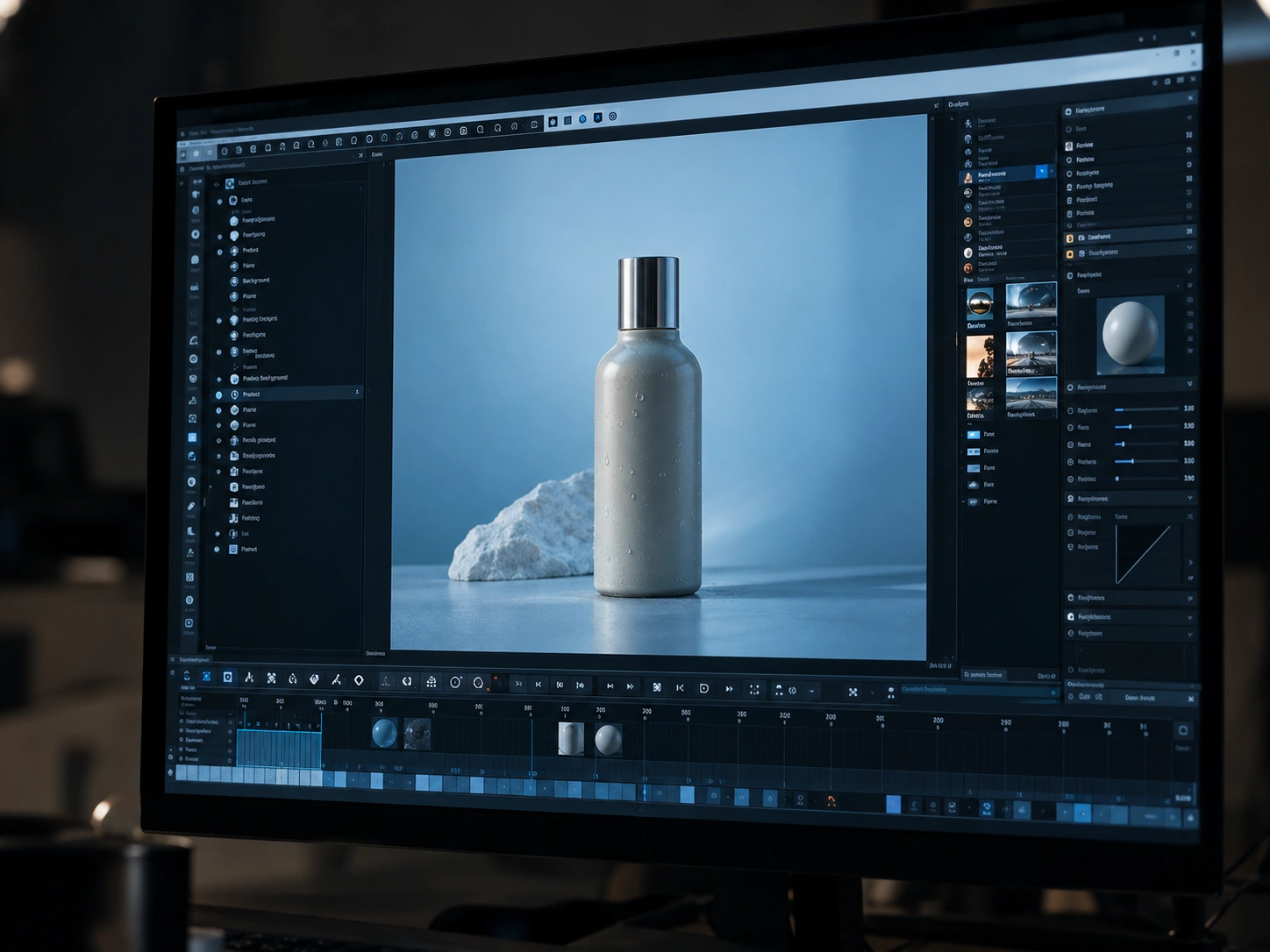 Product visual being edited on a studio monitor