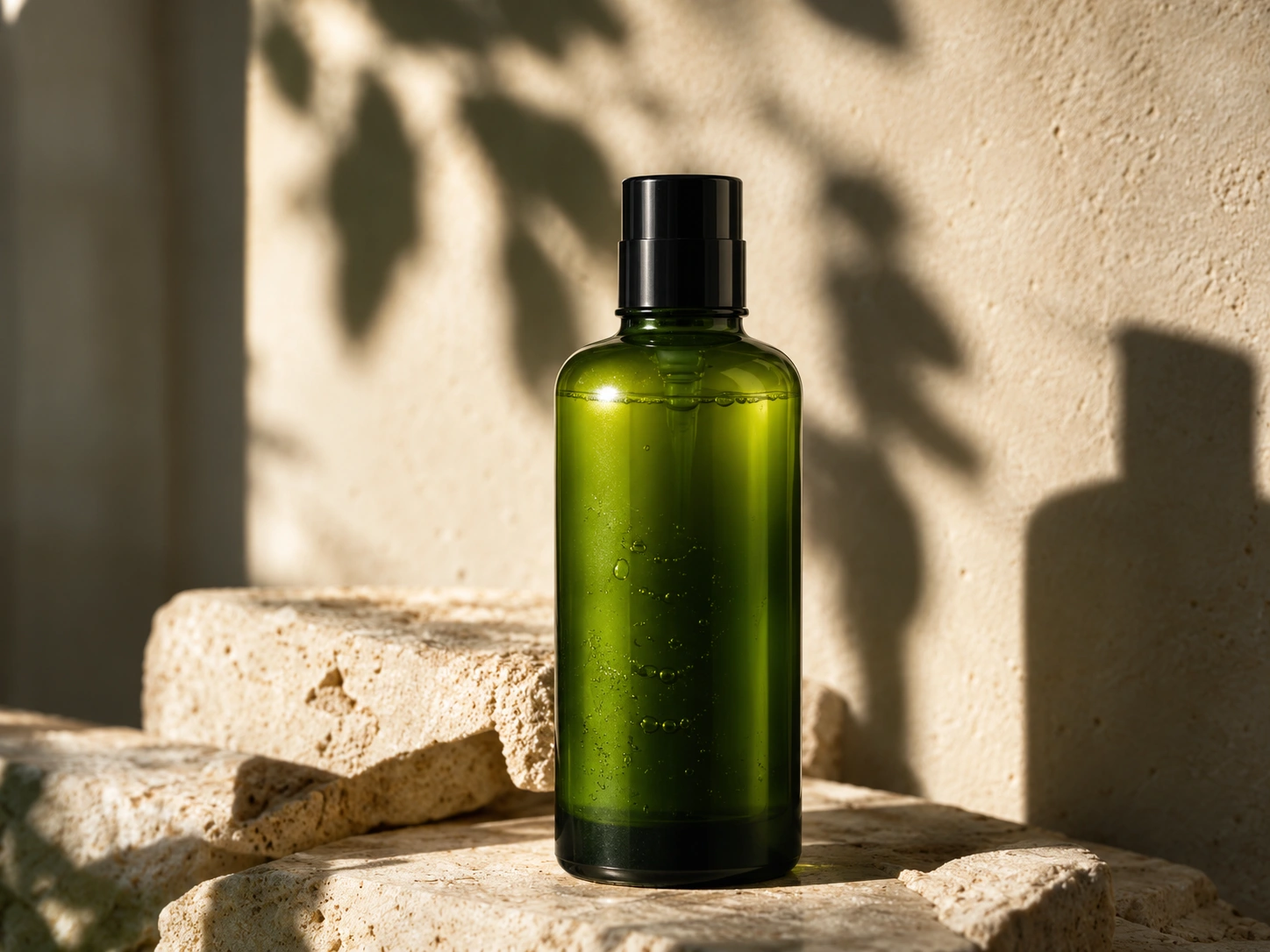 Skincare product on a sunlit tabletop